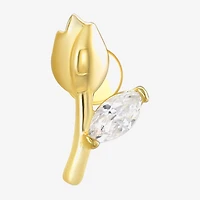 Gold Addiction Womens White Cubic Zirconia 10K Gold 7mm Flower Single Earring