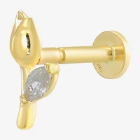 Gold Addiction Womens White Cubic Zirconia 10K Gold 7mm Flower Single Earring
