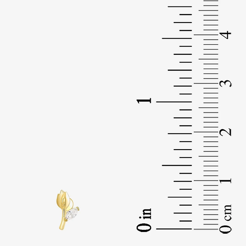 Gold Addiction Womens White Cubic Zirconia 10K Gold 7mm Flower Single Earring
