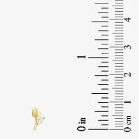 Gold Addiction Womens White Cubic Zirconia 10K Gold 7mm Flower Single Earring