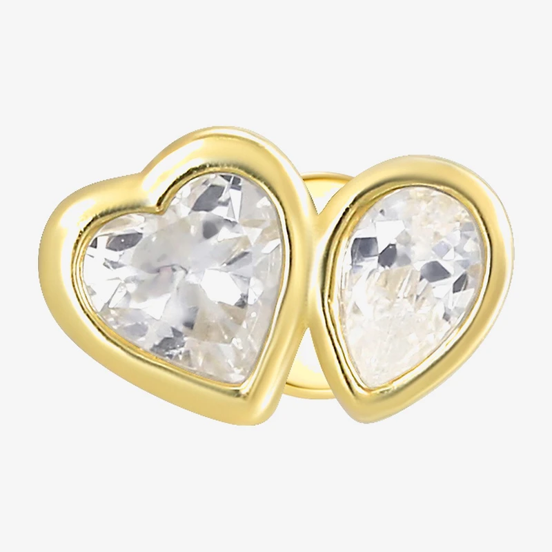 Gold Addiction Womens White Cubic Zirconia 10K Gold 6mm Heart Single Earring