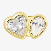 Gold Addiction Womens White Cubic Zirconia 10K Gold 6mm Heart Single Earring