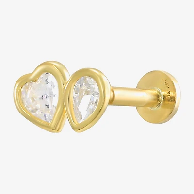 Gold Addiction Womens White Cubic Zirconia 10K Gold 6mm Heart Single Earring