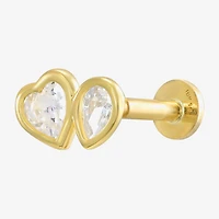 Gold Addiction Womens White Cubic Zirconia 10K Gold 6mm Heart Single Earring