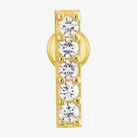 Gold Addiction Womens White Cubic Zirconia 10K Gold 8mm Bar Single Earring
