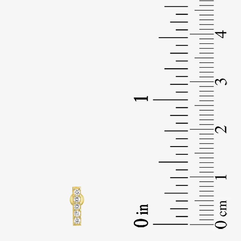 Gold Addiction Womens White Cubic Zirconia 10K Gold 8mm Bar Single Earring