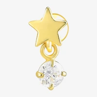 Gold Addiction Womens White Cubic Zirconia 10K Gold 7.5mm Star Single Earring