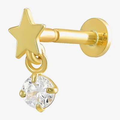 Gold Addiction Womens White Cubic Zirconia 10K Gold 7.5mm Star Single Earring