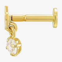 Gold Addiction Womens White Cubic Zirconia 10K Gold 7.5mm Star Single Earring