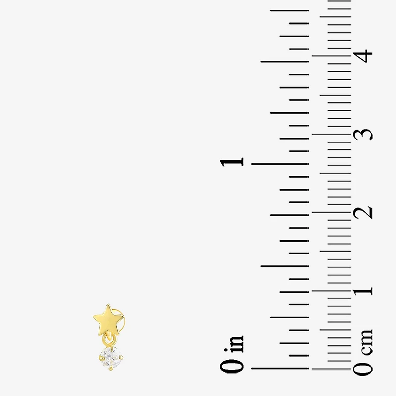 Gold Addiction Womens White Cubic Zirconia 10K Gold 7.5mm Star Single Earring