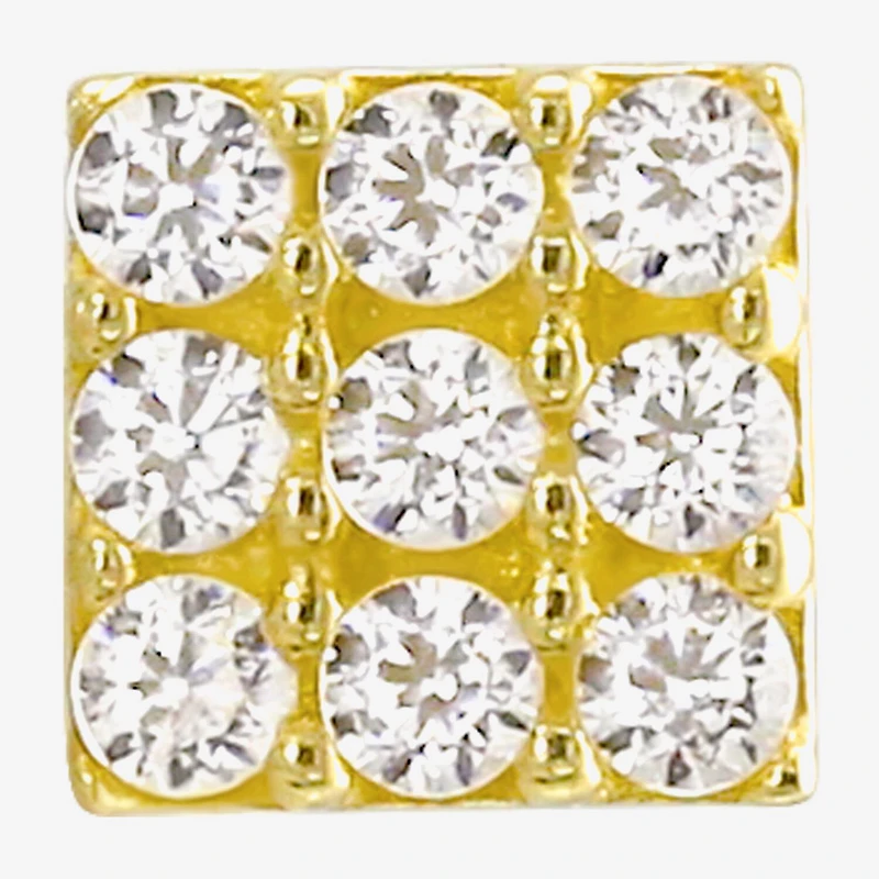 Gold Addiction Womens White Cubic Zirconia 10K Gold Square Single Earring