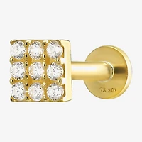 Gold Addiction Womens White Cubic Zirconia 10K Gold Square Single Earring