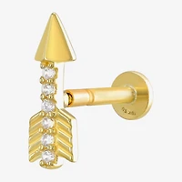 Gold Addiction Womens White Cubic Zirconia 10K Gold 8.9mm Arrow Single Earring