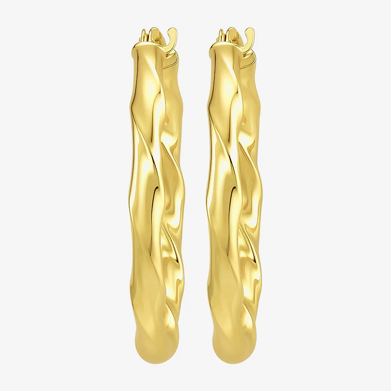 Womens 10K Gold 25mm Round Hoop Earrings
