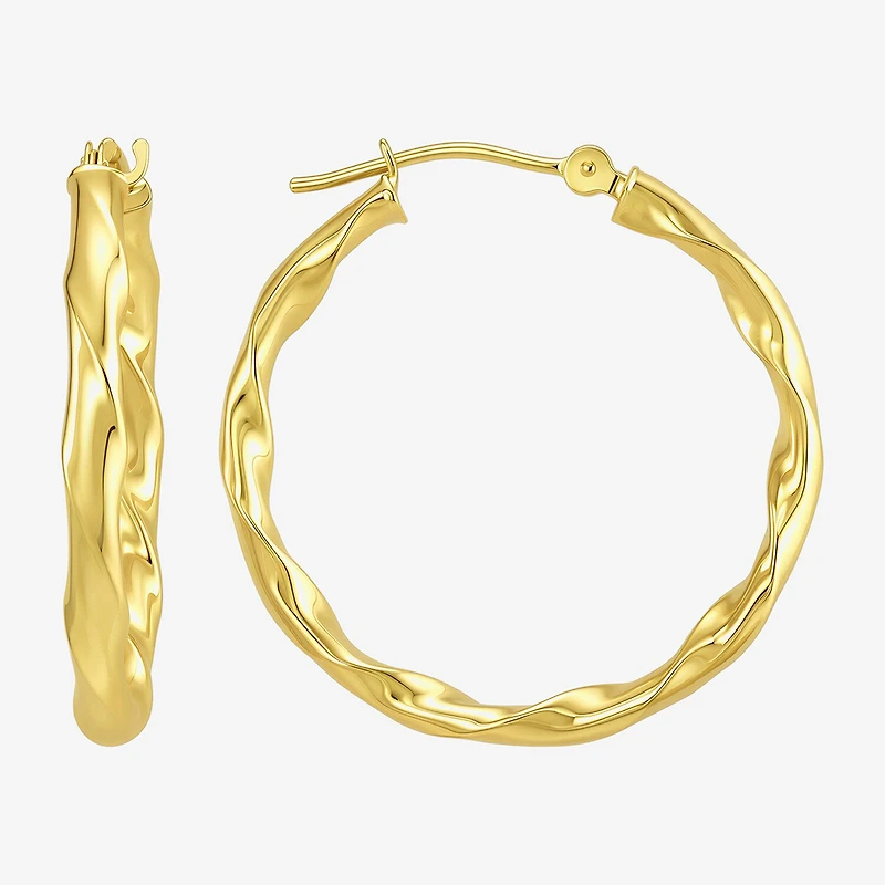 Womens 10K Gold 25mm Round Hoop Earrings
