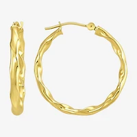 Womens 10K Gold 25mm Round Hoop Earrings