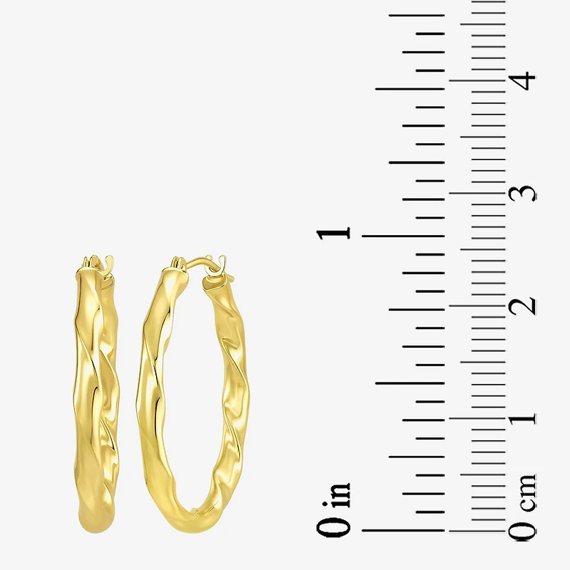 Womens 10K Gold 25mm Round Hoop Earrings