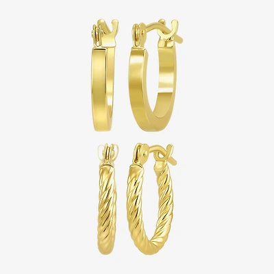 Womens 14K Gold 2 Pair Earring Set