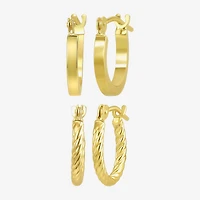 Womens 14K Gold 2 Pair Earring Set