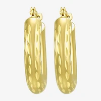 Womens 14K Gold 15mm Round Hoop Earrings