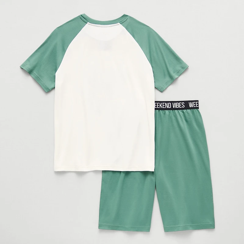 Dream Big Peace Out Little & Kid Boys Crew Neck Short Sleeve 2-pc. Pajama Set