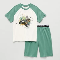 Dream Big Peace Out Little & Kid Boys Crew Neck Short Sleeve 2-pc. Pajama Set