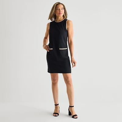 Marc New York Womens Round Neck Sleeveless Sheath Dress