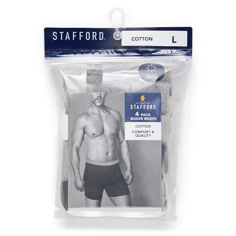 Stafford Cotton Mens 4 Pack Boxer Briefs 302866