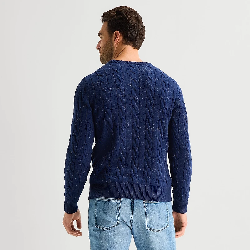 St. John's Bay Cable Mens Crew Neck Long Sleeve Pullover Sweater