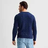 St. John's Bay Cable Mens Crew Neck Long Sleeve Pullover Sweater