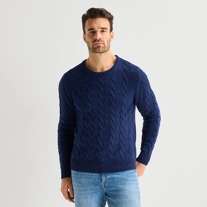 St. John's Bay Cable Mens Crew Neck Long Sleeve Pullover Sweater