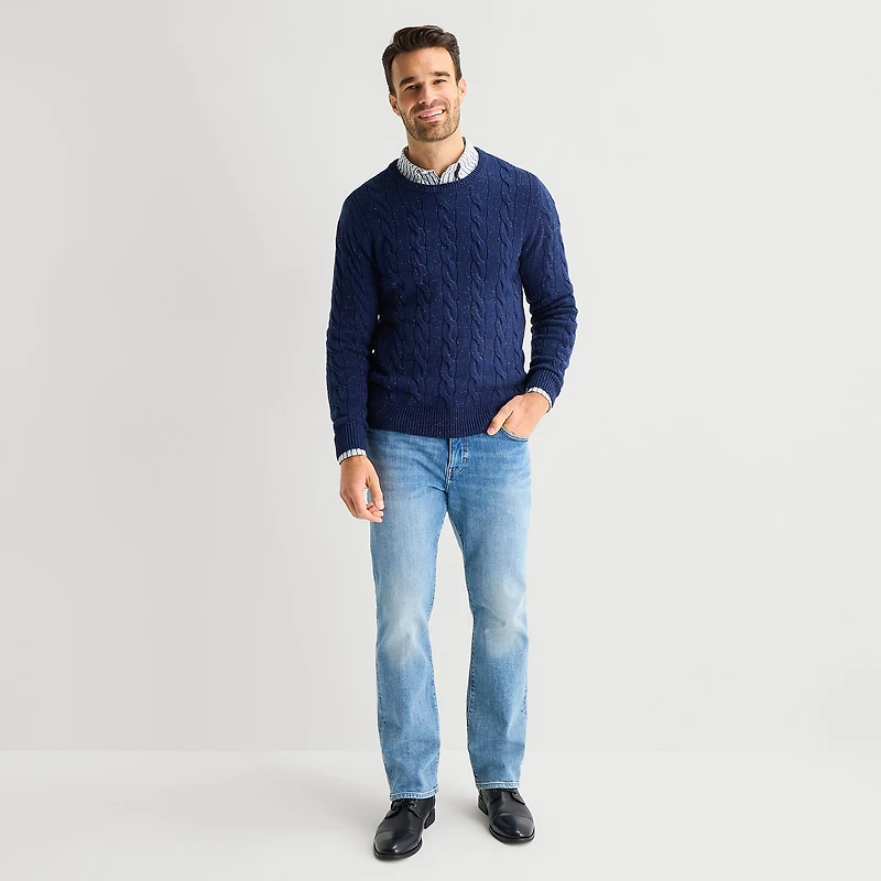 St. John's Bay Cable Mens Crew Neck Long Sleeve Pullover Sweater