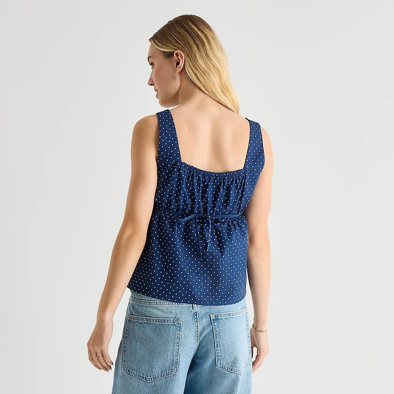 Arizona Womens Juniors Square Neck Sleeveless Tank Top