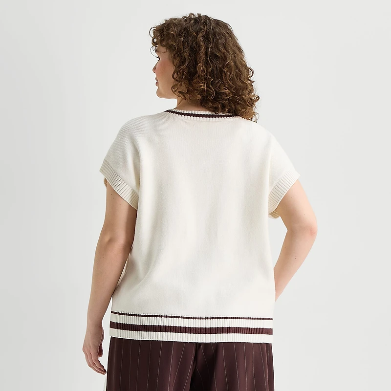 Stylus Womens V Neck Plus Sweater Vest