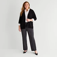 Liz Claiborne Womens Long Sleeve Open Front Plus Cardigan