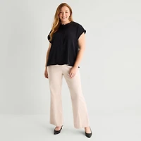 Liz Claiborne Womens Plus Crew Neck Short Sleeve Blouse