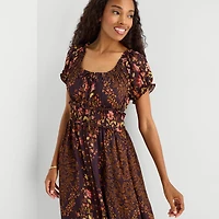 Be by CHETTA B Womens Square Neck Short Sleeve Puffed Maxi Dress