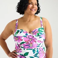 Liz Claiborne Womens Tropical Floral Plus Swim Dress