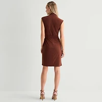 Marc New York Womens V Neck Sleeveless Sheath Dress