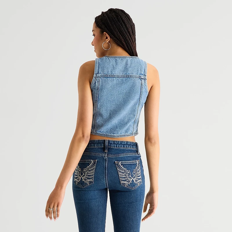 Arizona Womens Juniors V Neck Sleeveless Vest