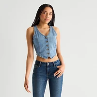 Arizona Womens Juniors V Neck Sleeveless Vest