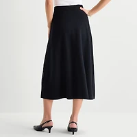 Liz Claiborne Womens High Rise Midi Sweater Flared Skirt
