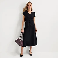 Liz Claiborne Womens High Rise Midi Sweater Flared Skirt