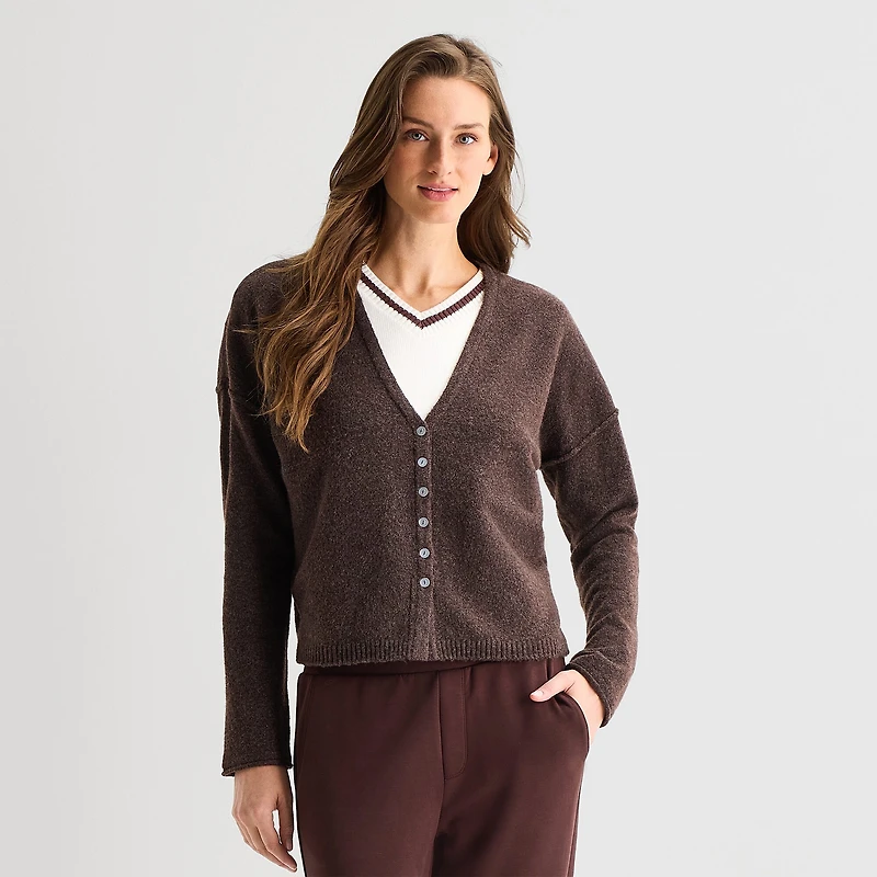Stylus Womens Long Sleeve Button Cardigan