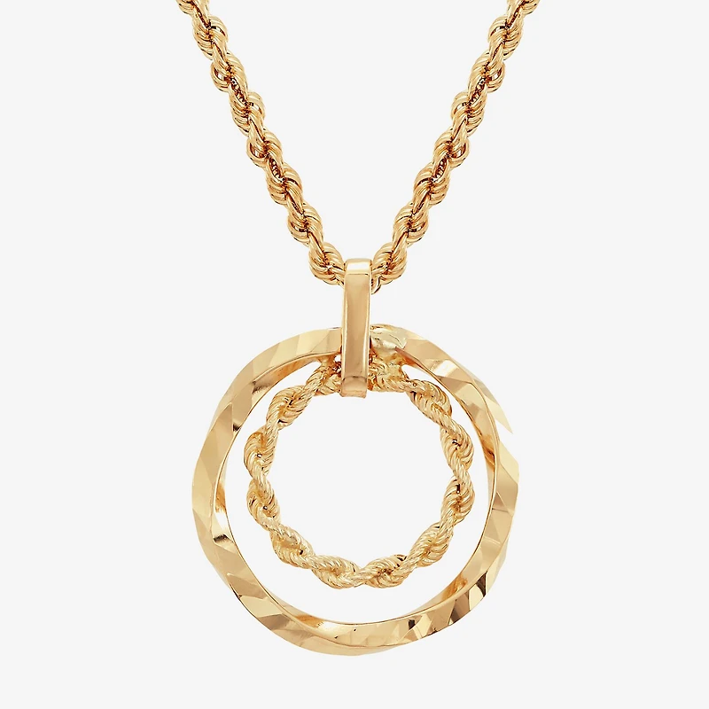 Womens 10K Gold Circle 18 Inch Pendant Necklace