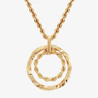 Womens 10K Gold Circle 18 Inch Pendant Necklace