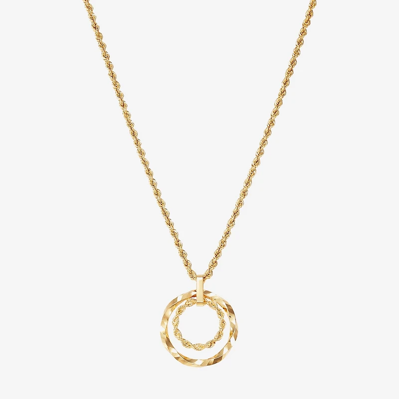 Womens 10K Gold Circle 18 Inch Pendant Necklace