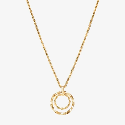 Womens 10K Gold Circle 18 Inch Pendant Necklace