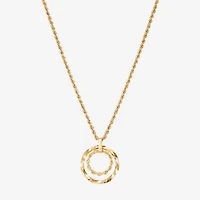 Womens 10K Gold Circle 18 Inch Pendant Necklace