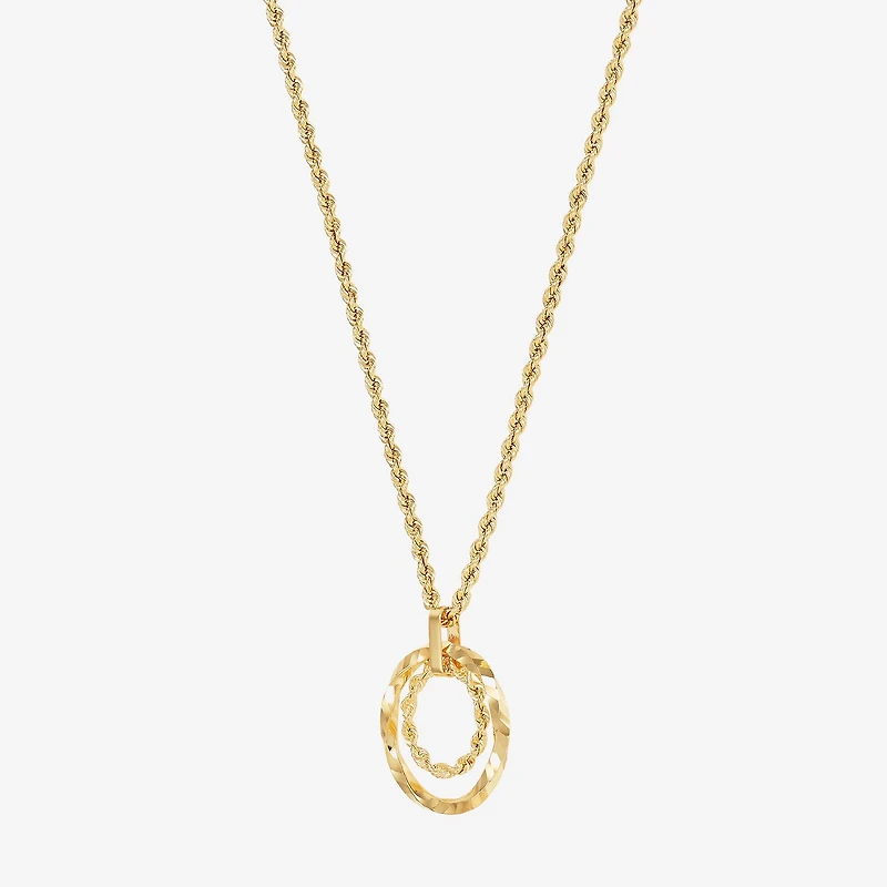 Womens 10K Gold Circle 18 Inch Pendant Necklace